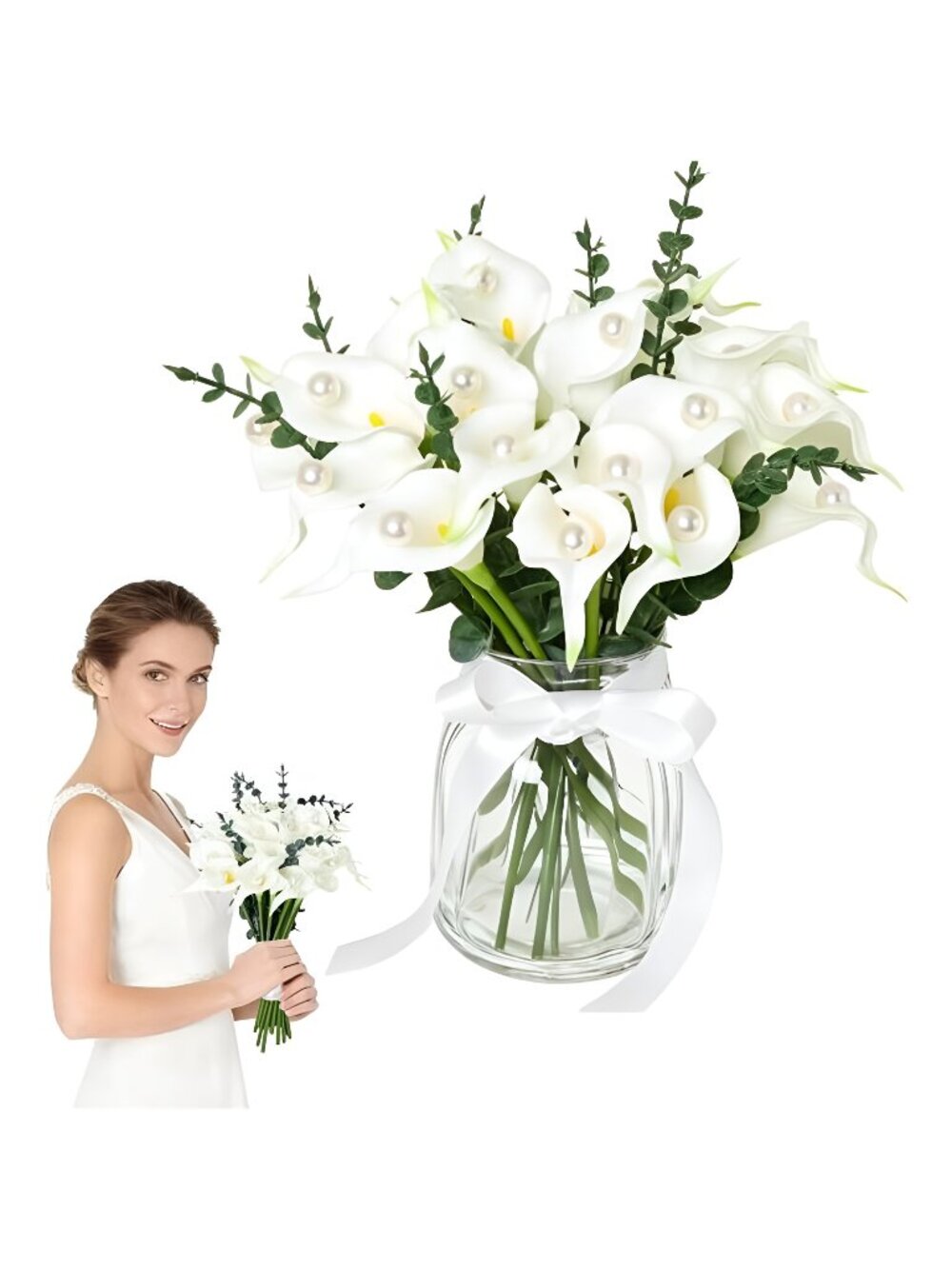 Artificial Calla Lily Flowers, 24 Stem DIY Arrangement Set, 13 Inch PU Faux Lily